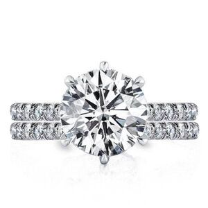 Classic Half Six Prong Round Cut Eternity Bridal Set